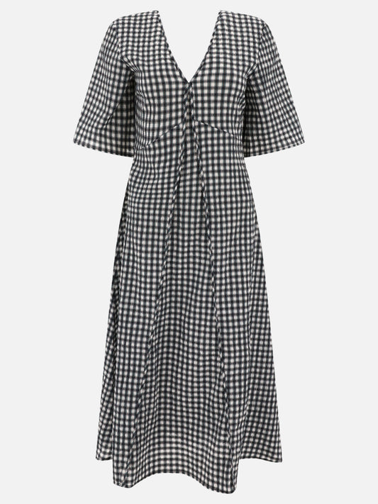 "Seersucker Check" V-neck dress