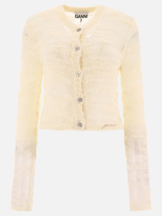 Ganni Alpaca and mohair boucle cardigan White