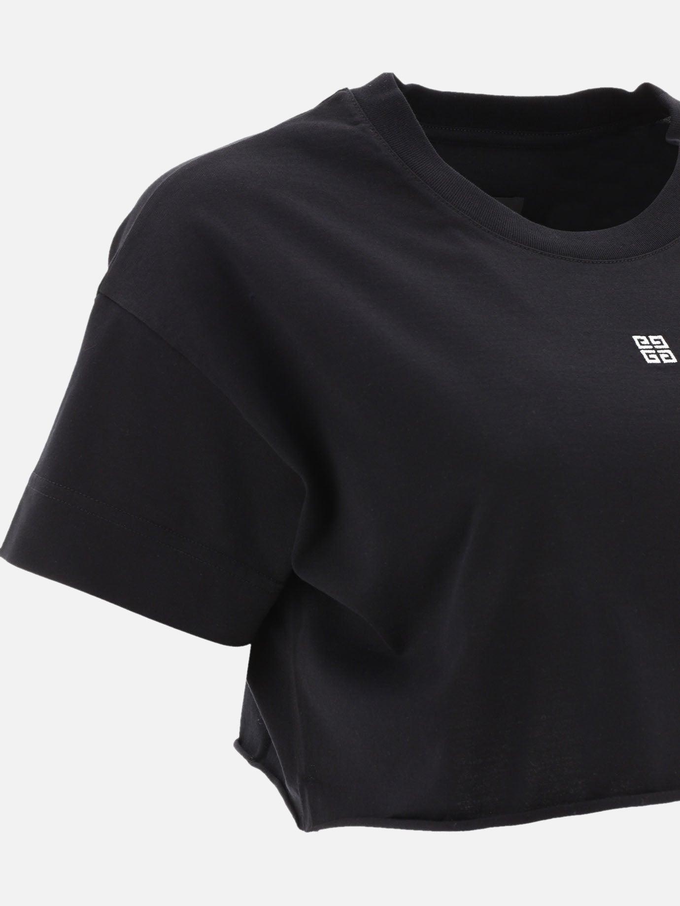 Cropped t-shirt with embroidered logo