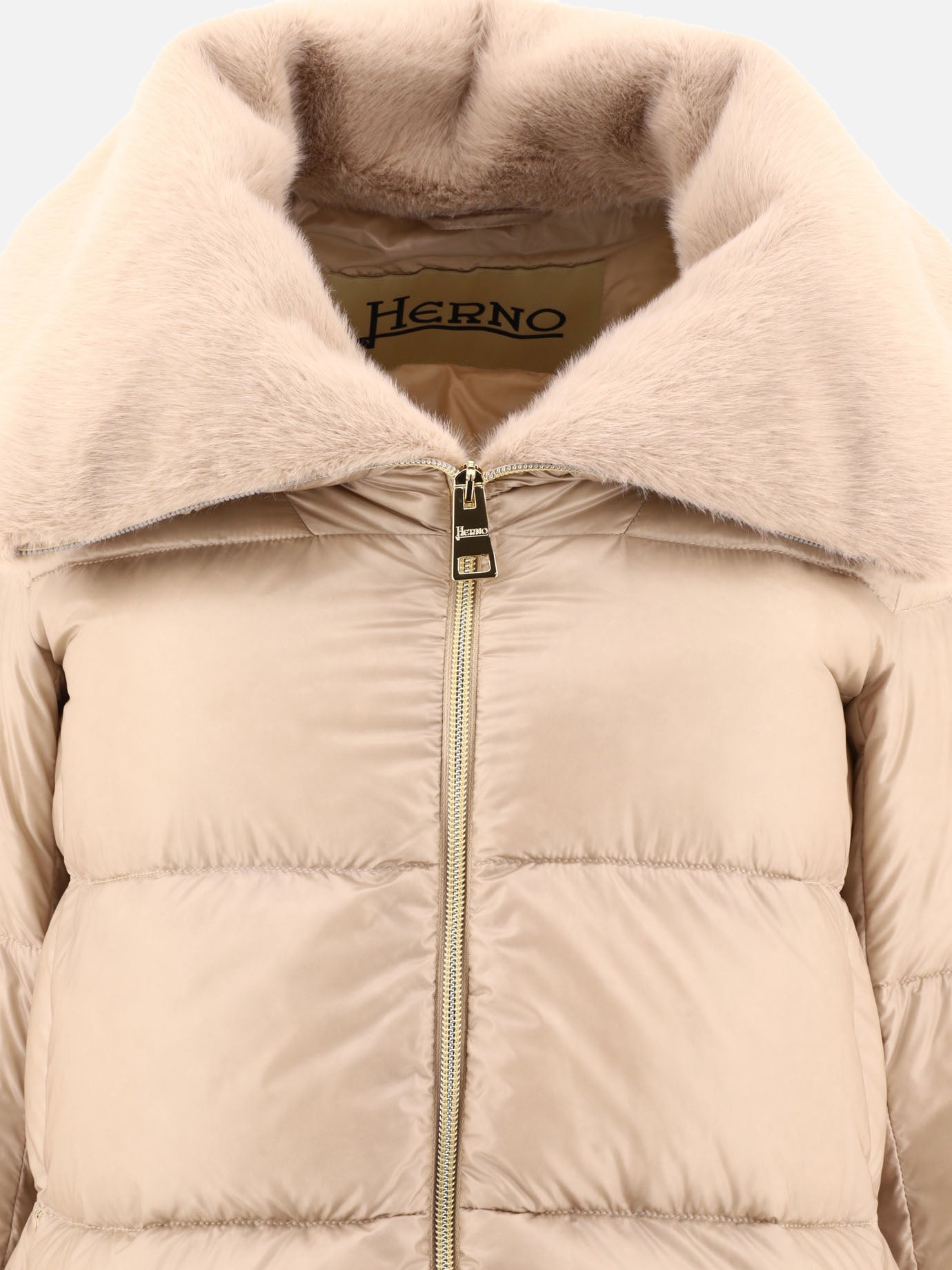 Herno Down jacket with faux fur inserts Beige