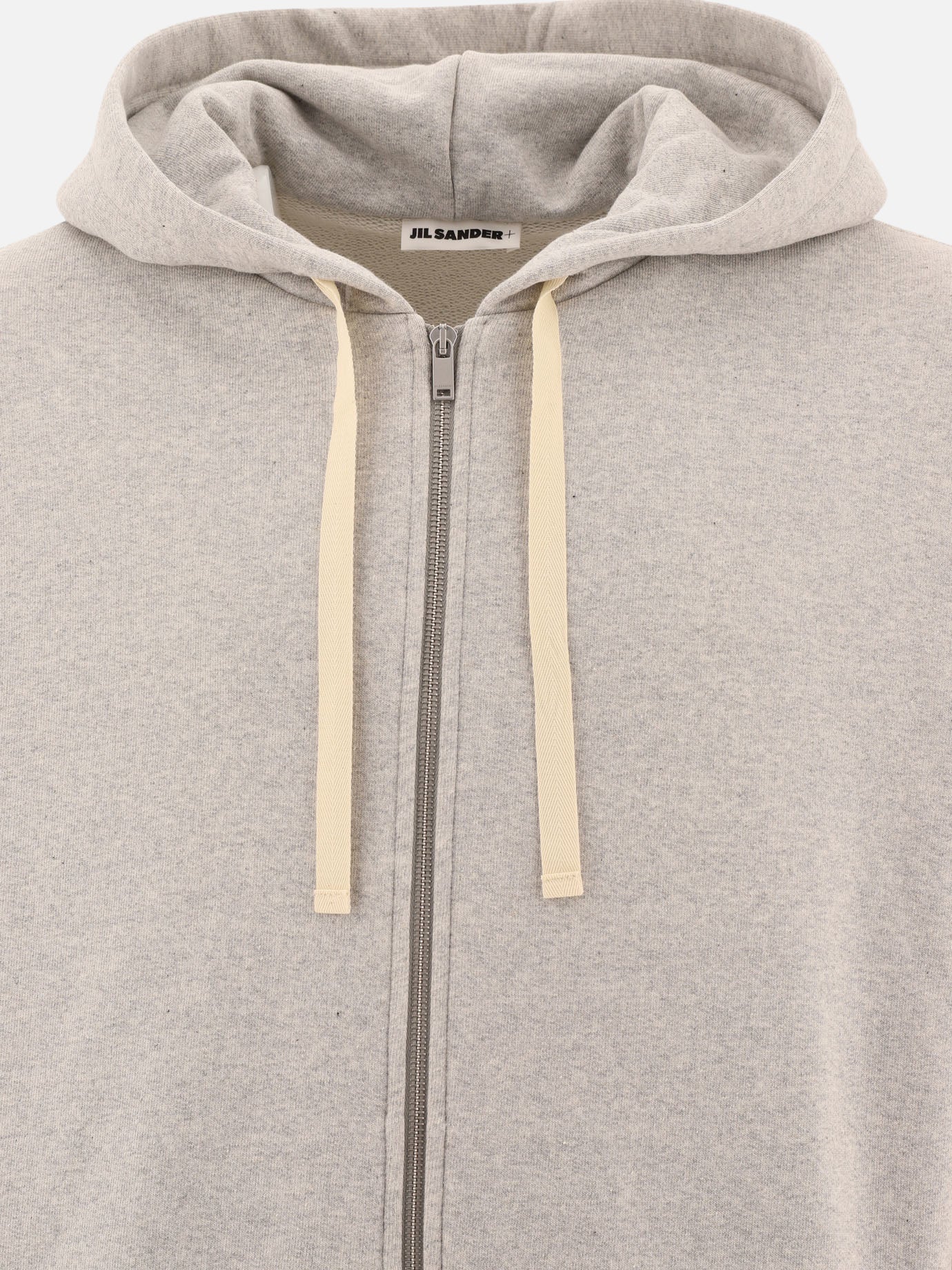 Zippered hoodie with logo patch