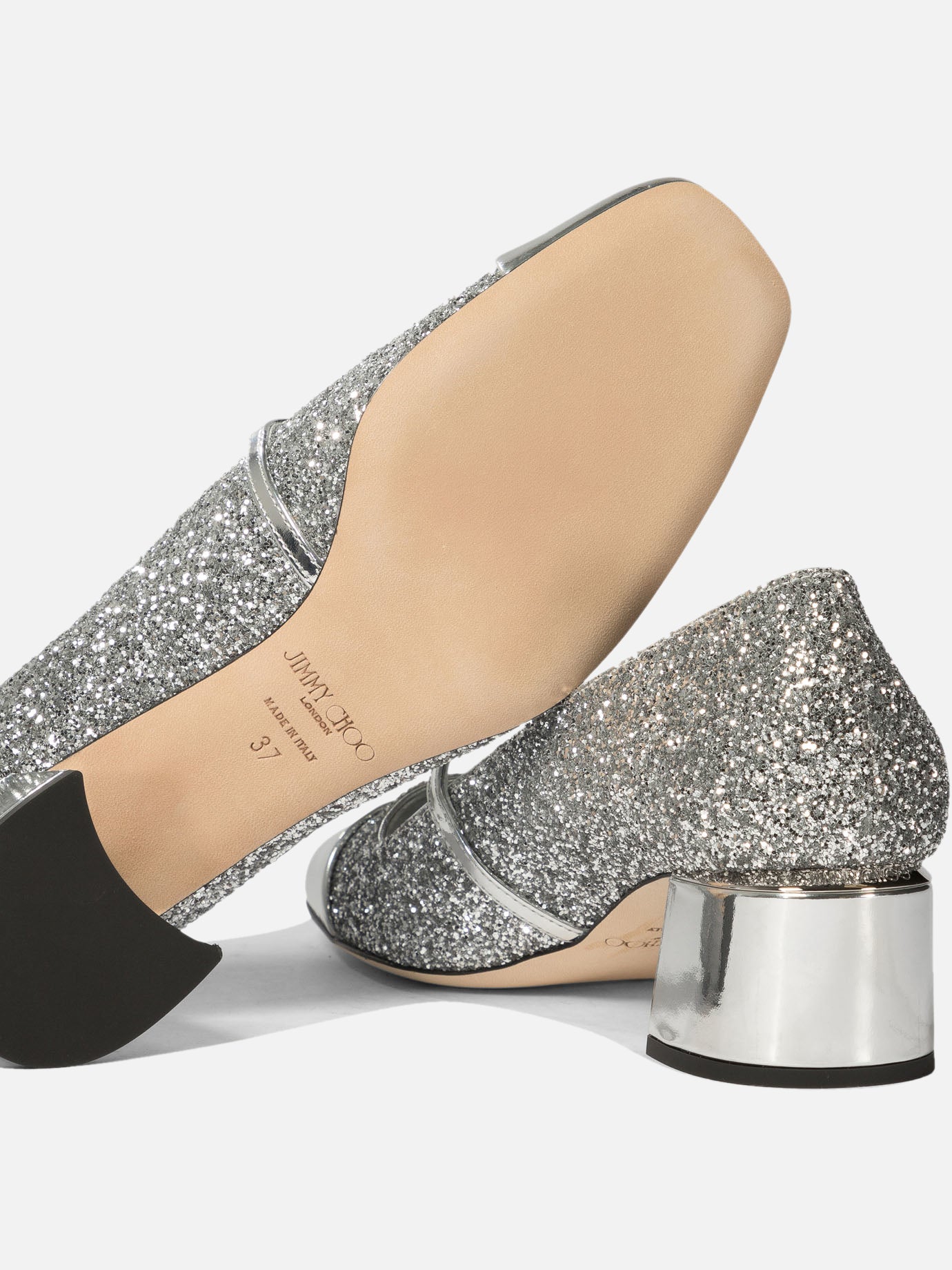 Jimmy Choo "Elisa 45" glittered pumps Silver