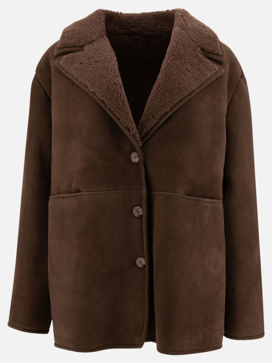 Shearling jackets Solid colour  Brown - Loulou Studio Women | PLP | VIETTI Online Store 
