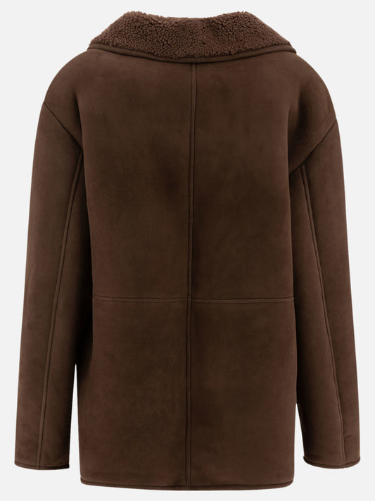 Shearling jackets Solid colour  Brown - Loulou Studio Women | PLP | VIETTI Online Store | 2
