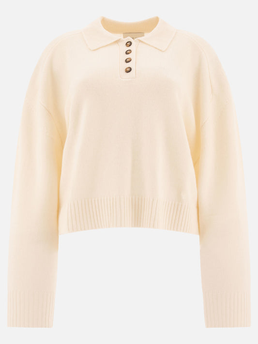 Loulou Studio "Homere" cashmere polo sweater White