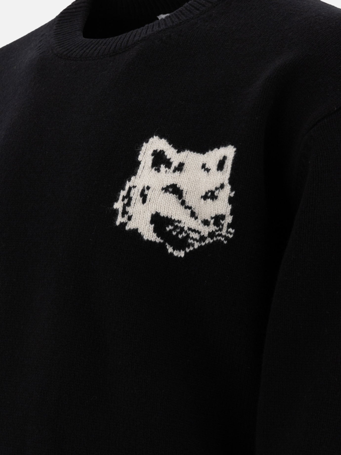 Maison Kitsuné "Fox Head Intarsia" sweater Black