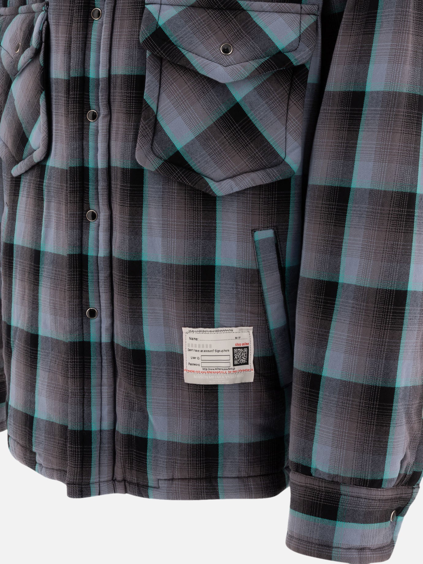 Maison Mihara Yasuhiro Padded check overshirt Grey