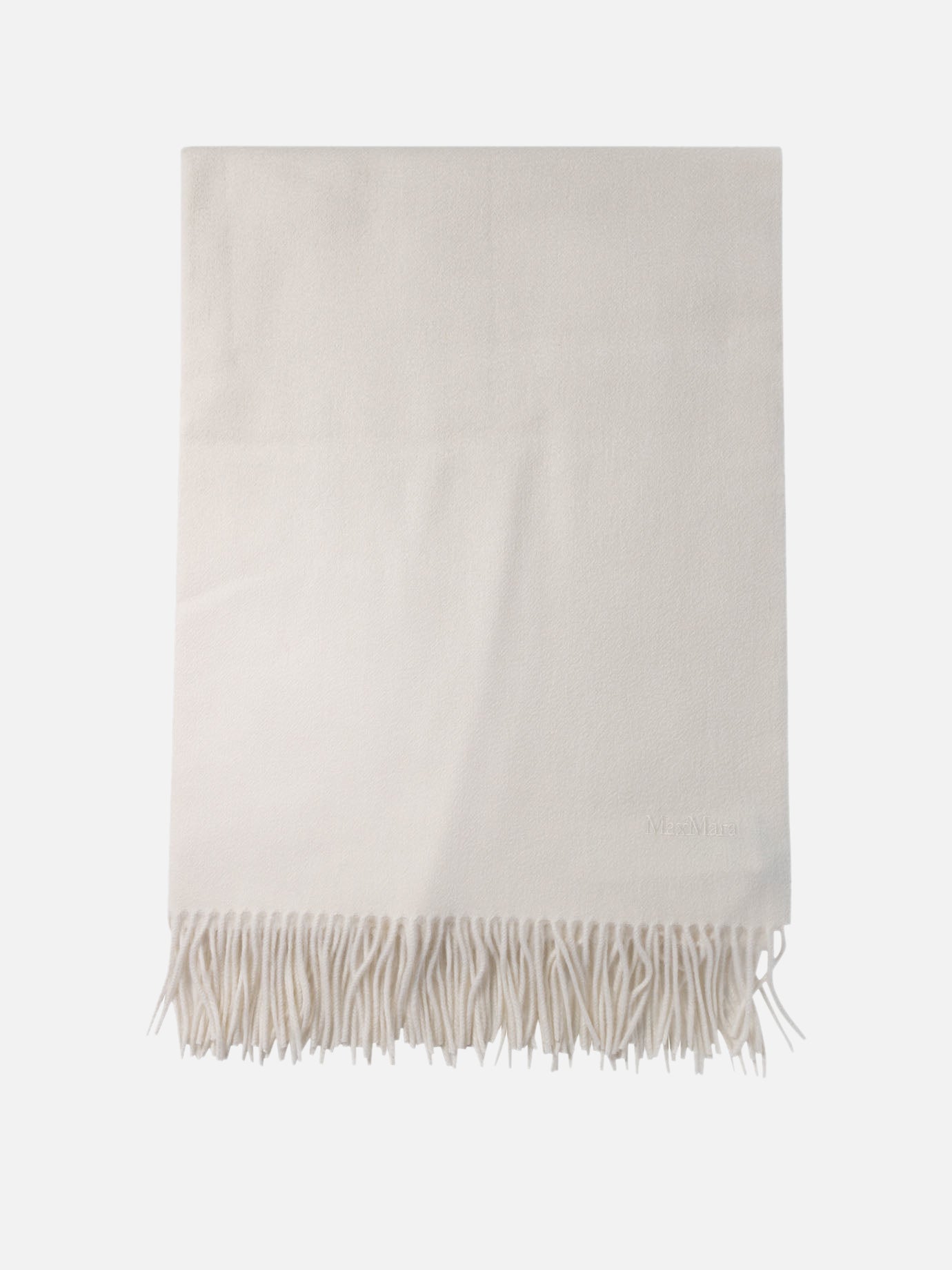 Max Mara Cashmere stole with embroidery White