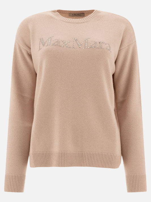 Max Mara S "Kassel" wool and cashmere sweater with logo Beige