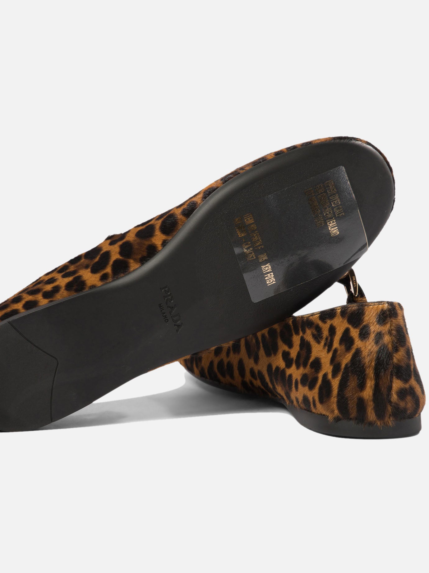 Leopard-printed leather ballerinas