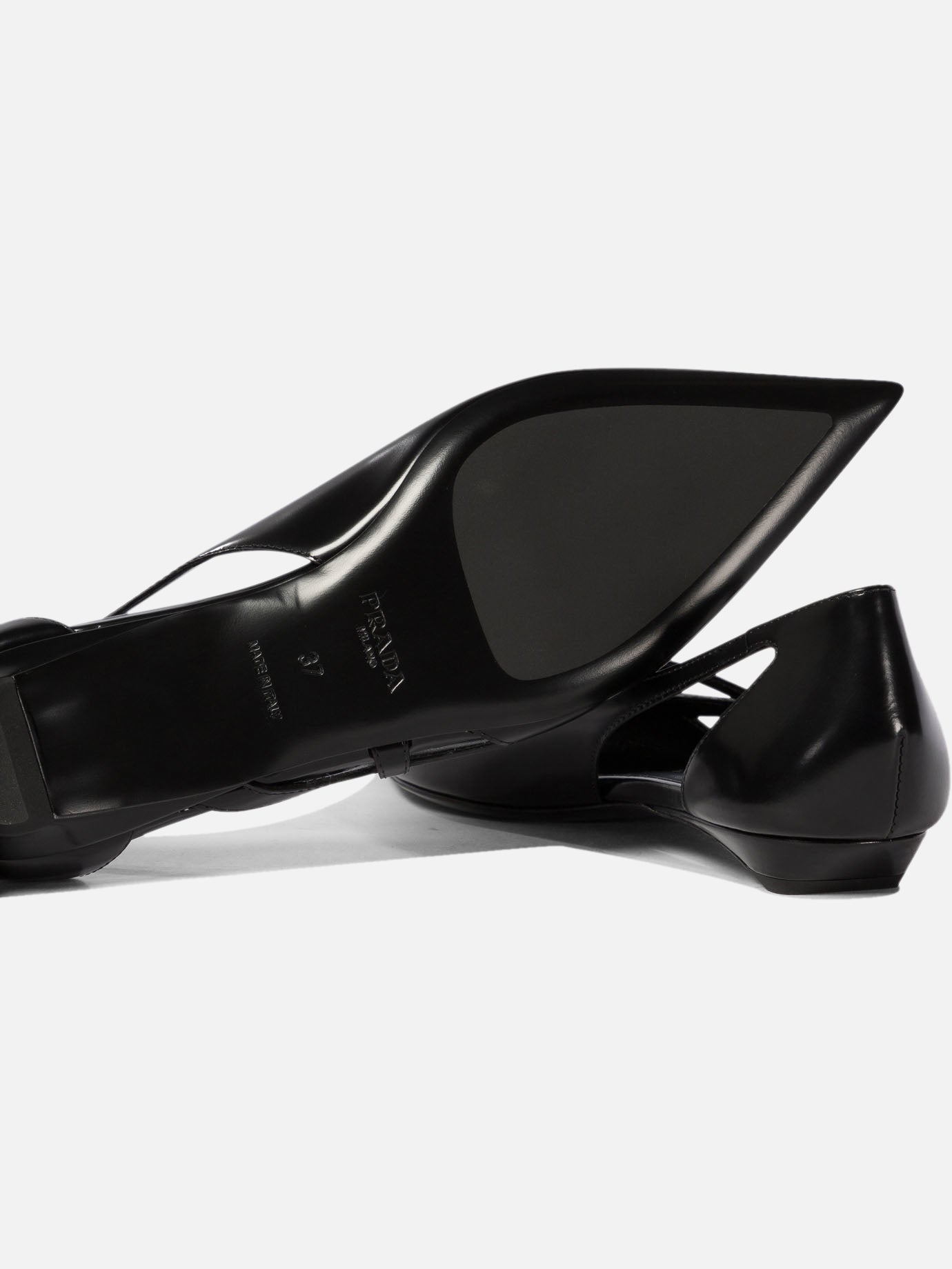 Prada Brushed leather cut-out ballerinas Black