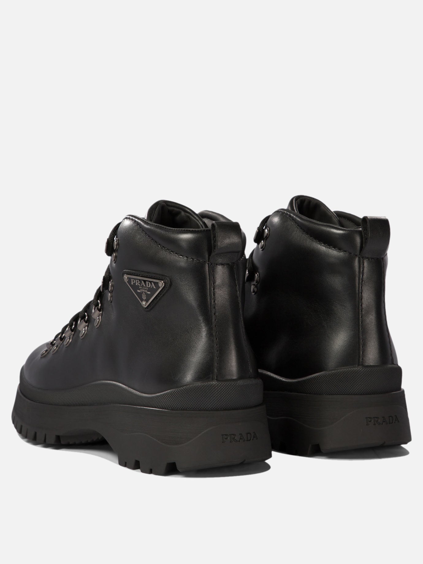 Leather boots with triangle logo