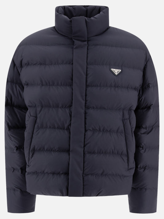 Down jacket with triangle logo