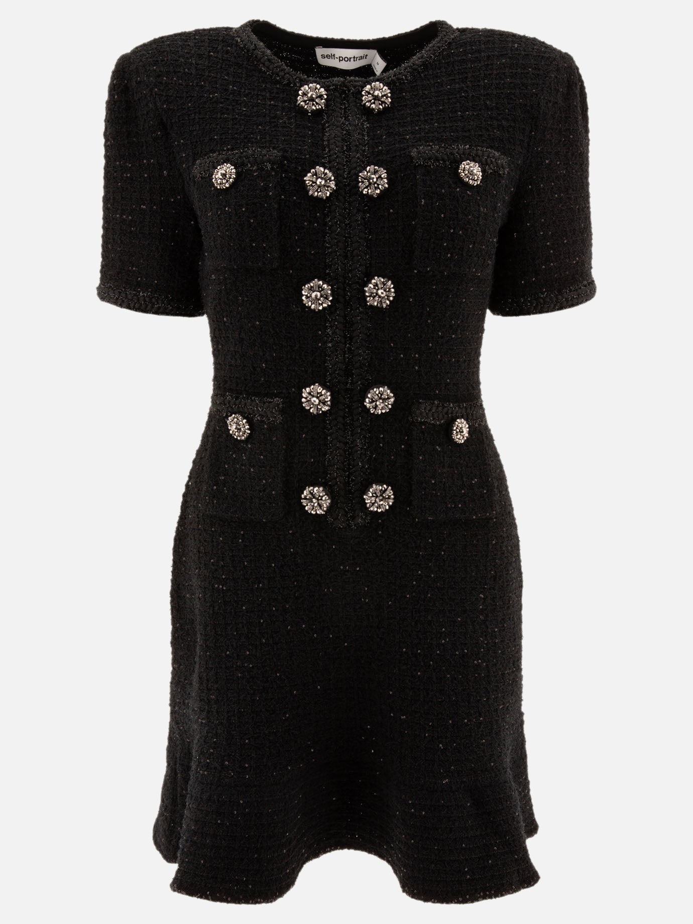 Self-portrait Knit dress with buttons Black