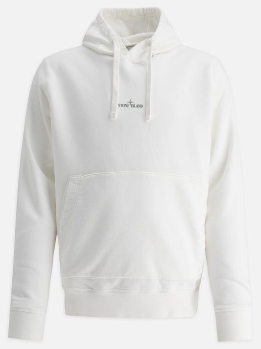 Stone Island “Optical Three” embroidered hoodie White