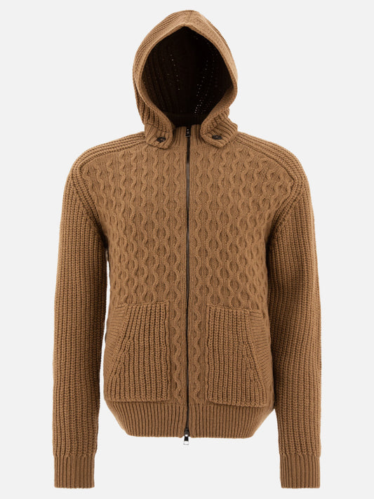 Tagliatore "Aspen" hooded sweater with zipper 19440875_50 Brown 1