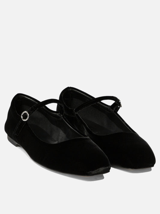 Mary Jane ballet flats 100% velvet - 100% leather  Black - Aeyde Women | PDP | VIETTI Online Store | 2
