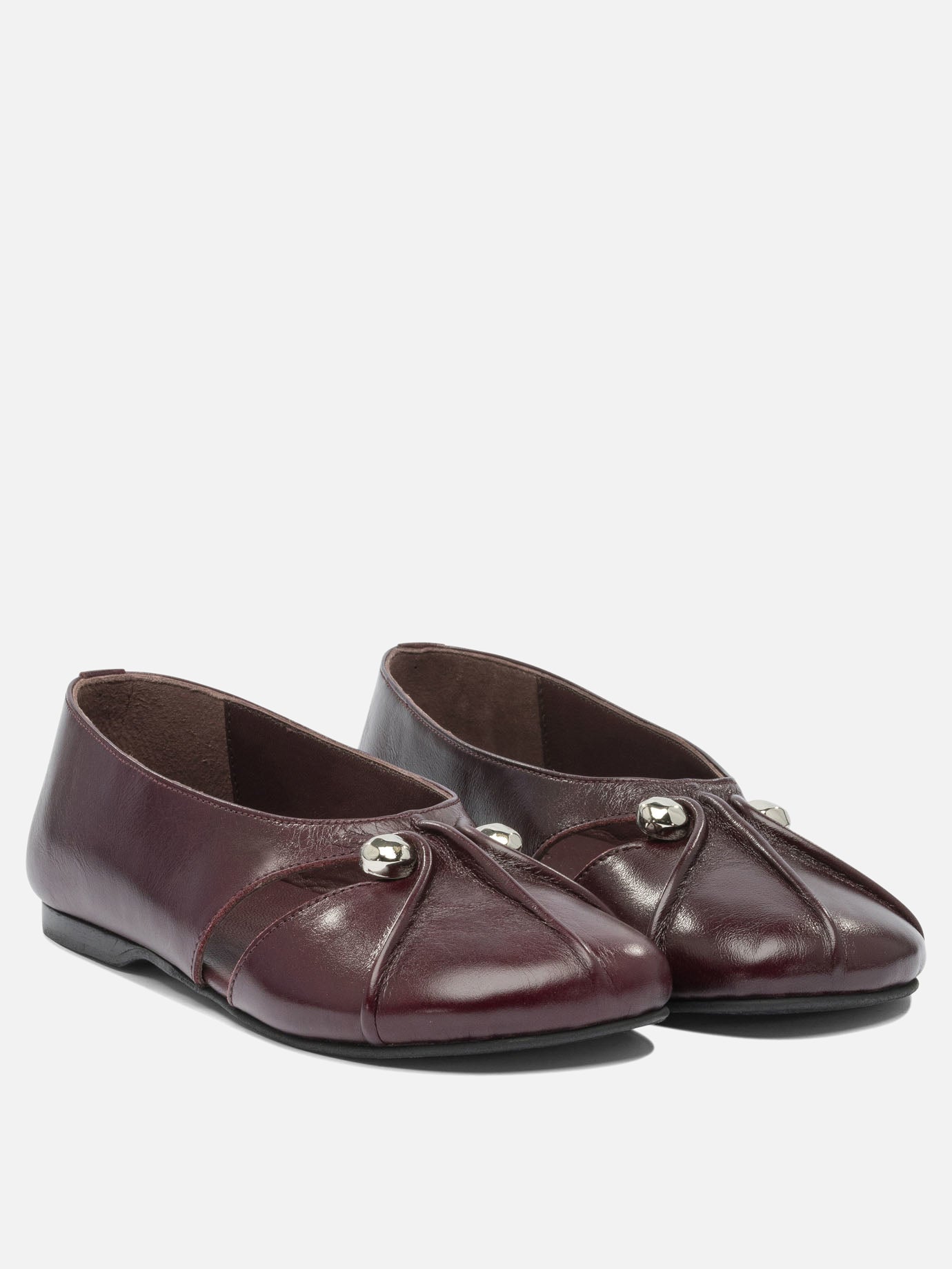 Classic ballet flats 100% goat leather - 100% cuerolite  Bordeaux - Alohas Women | PDP | VIETTI Online Store | thumbnail_2