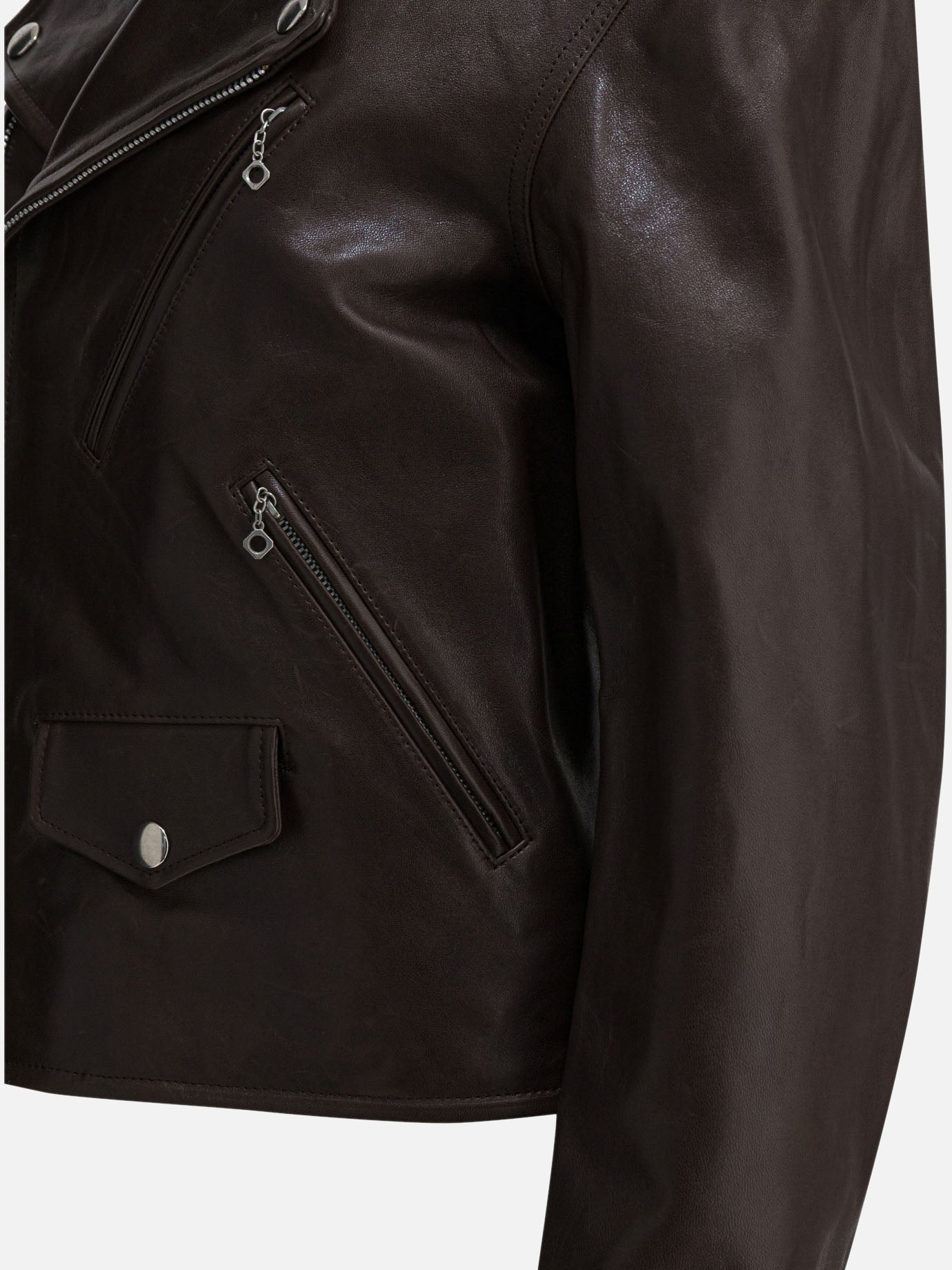 Leather jackets Solid colour  Brown - Auralee Men | PDP | VIETTI Online Store | Zoom-Modal_4
