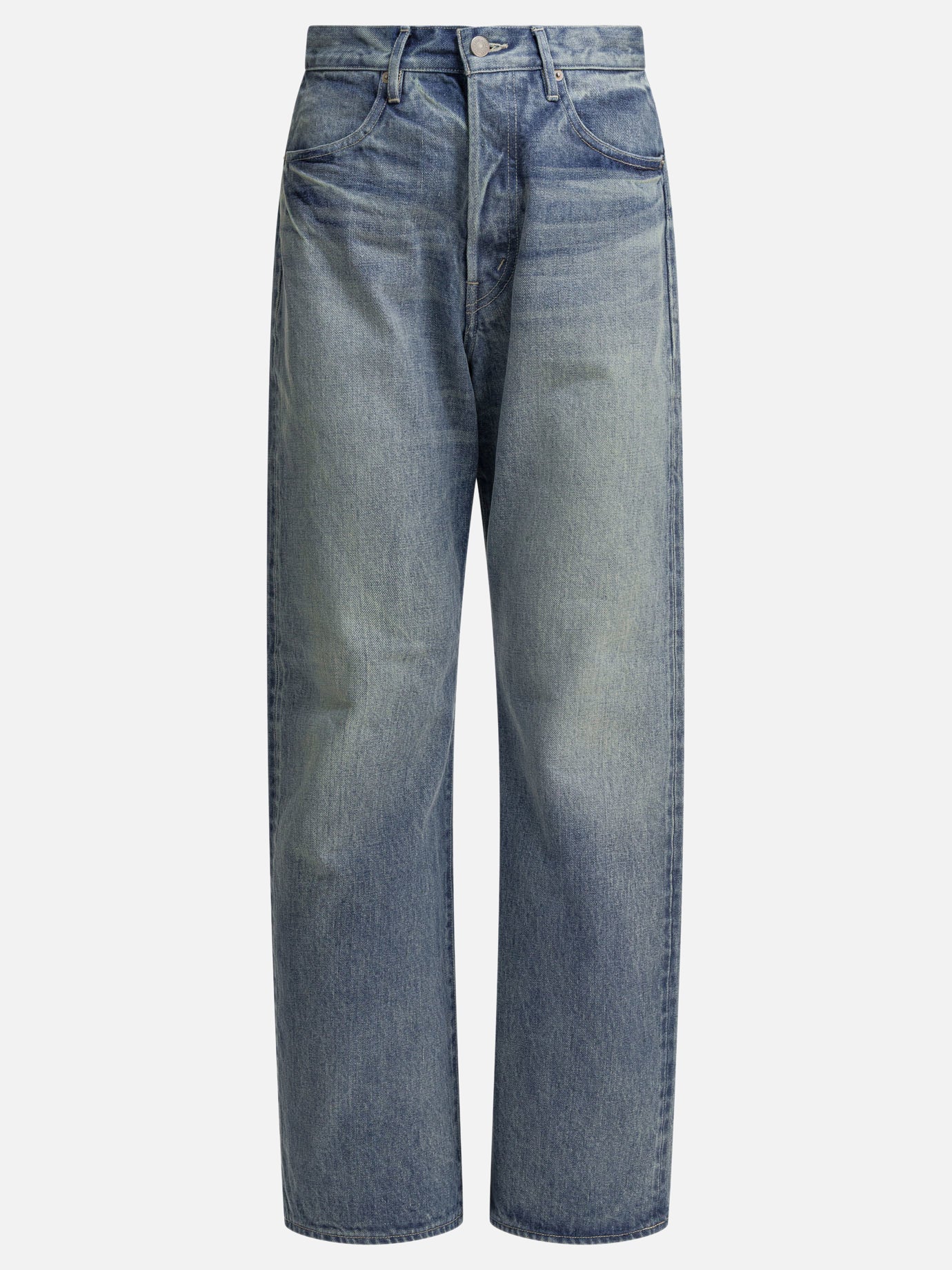 Wide-leg jeans Solid colour  Blue - Auralee Women | PDP | VIETTI Online Store | thumbnail