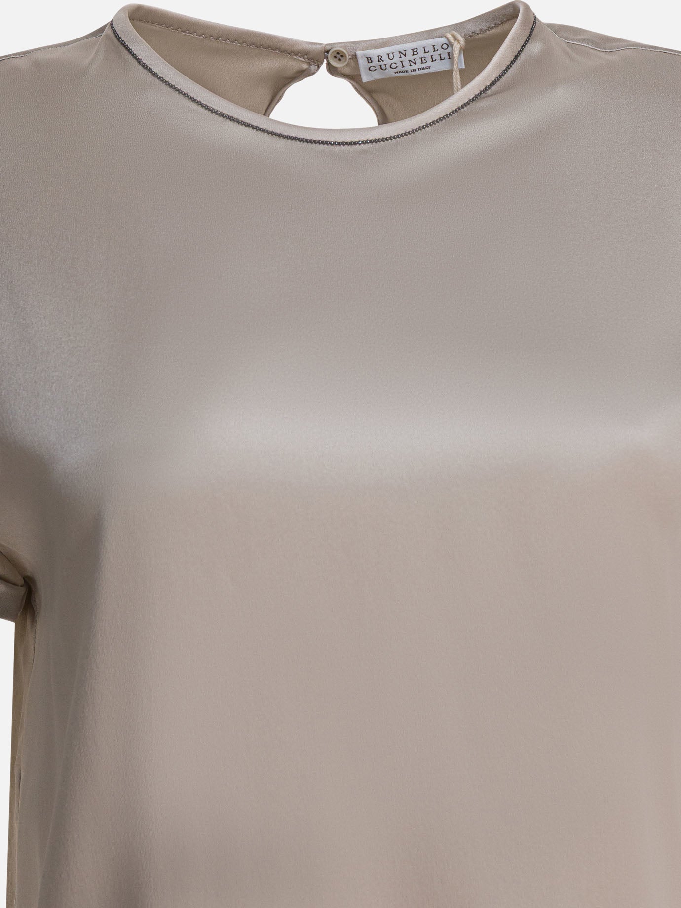 Crewneck t-shirts Solid colour  Silver - Brunello Cucinelli Women | PDP | VIETTI Online Store | Zoom-Modal_3
