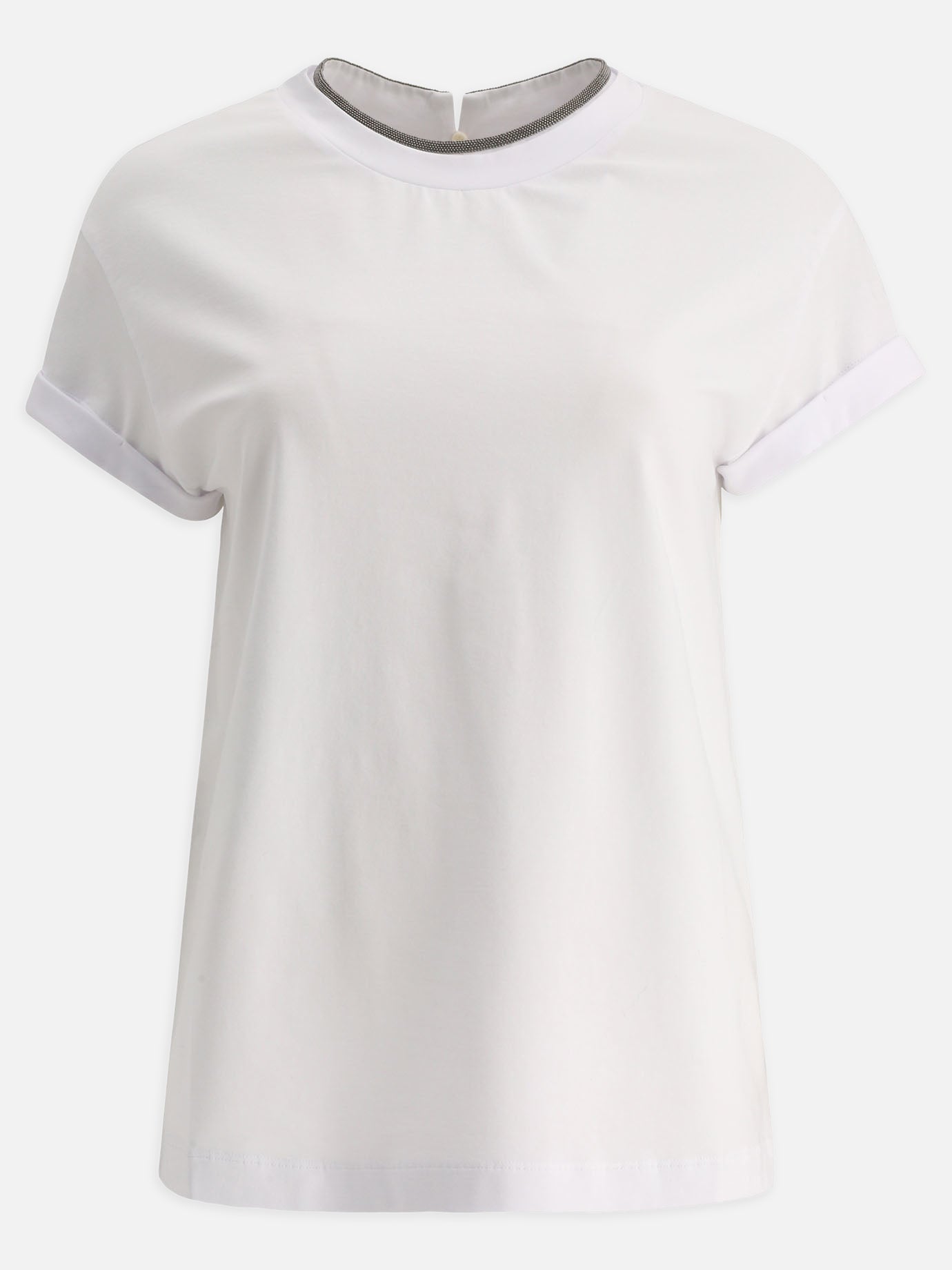 Crewneck t-shirts Solid colour  White - Brunello Cucinelli Women | PDP | VIETTI Online Store | Zoom-Modal
