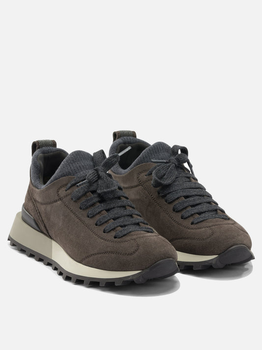 Low top sneakers 60% virgin wool 30% cashmere 10% silk  Black - Brunello Cucinelli Women | VIETTI Online Store | 2
