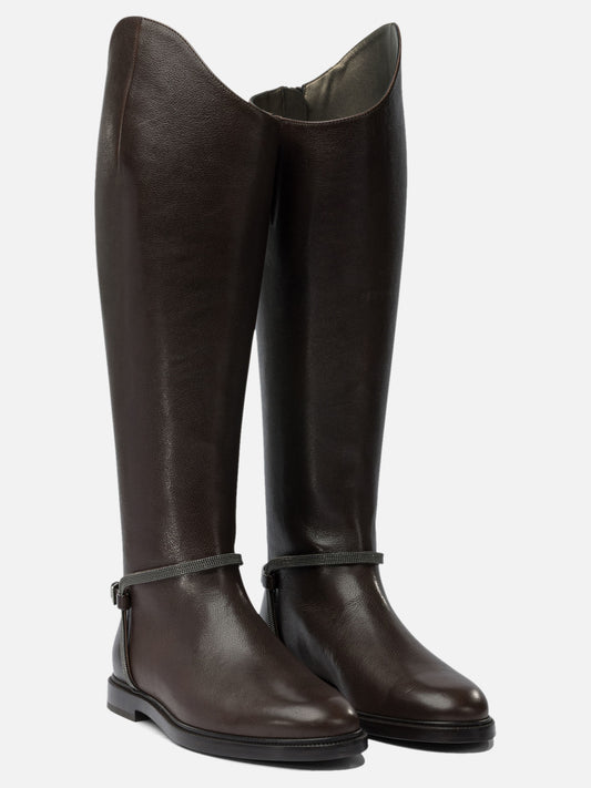 Knee-high 100% leather - 50% leather 50% rubber  Brown - Brunello Cucinelli Women | PLP | VIETTI Online Store | 2
