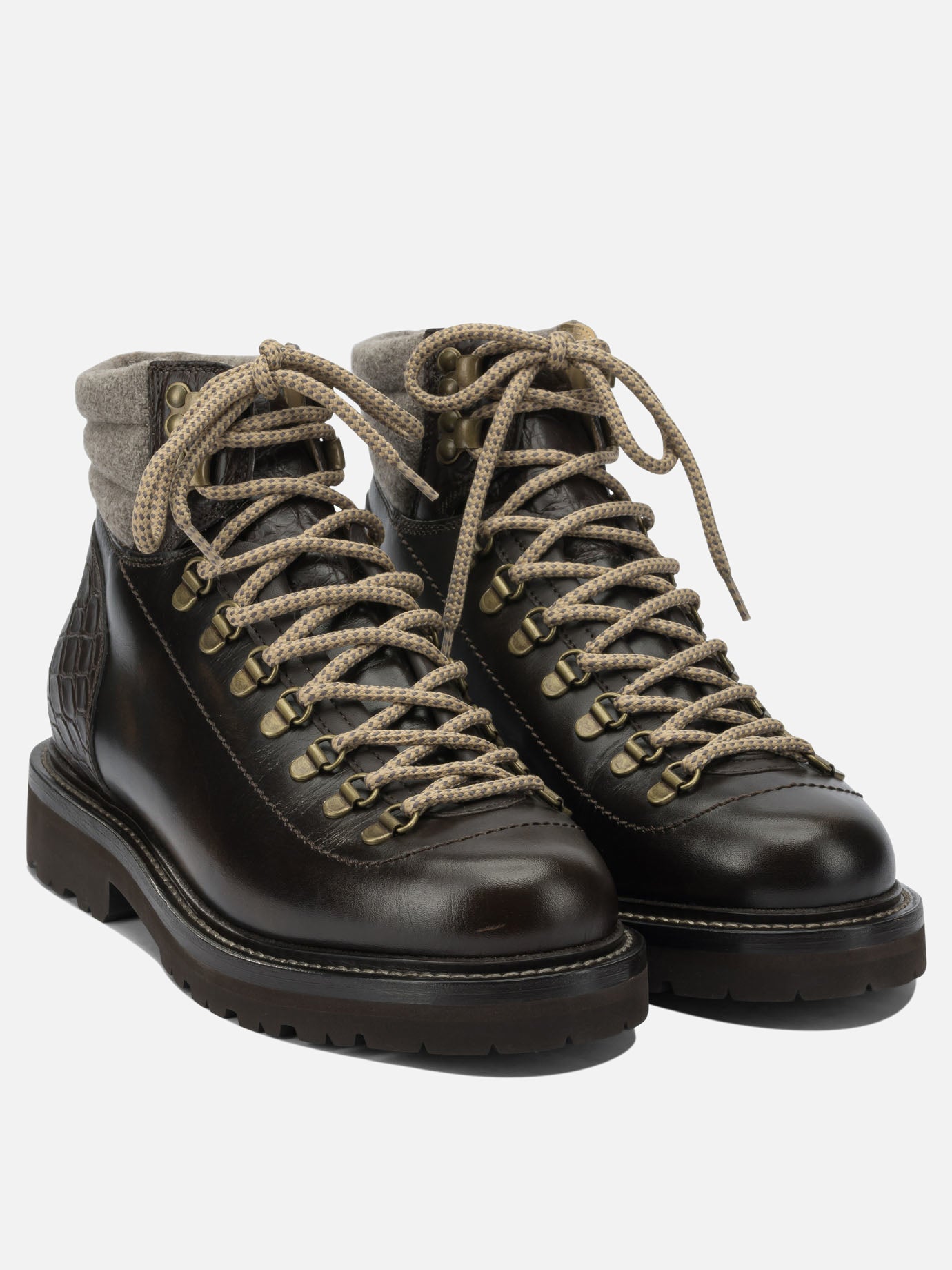 Lace-up boots 100% leather - 100% rubber  Brown - Brunello Cucinelli Men | PDP | VIETTI Online Store | Zoom-Modal_2
