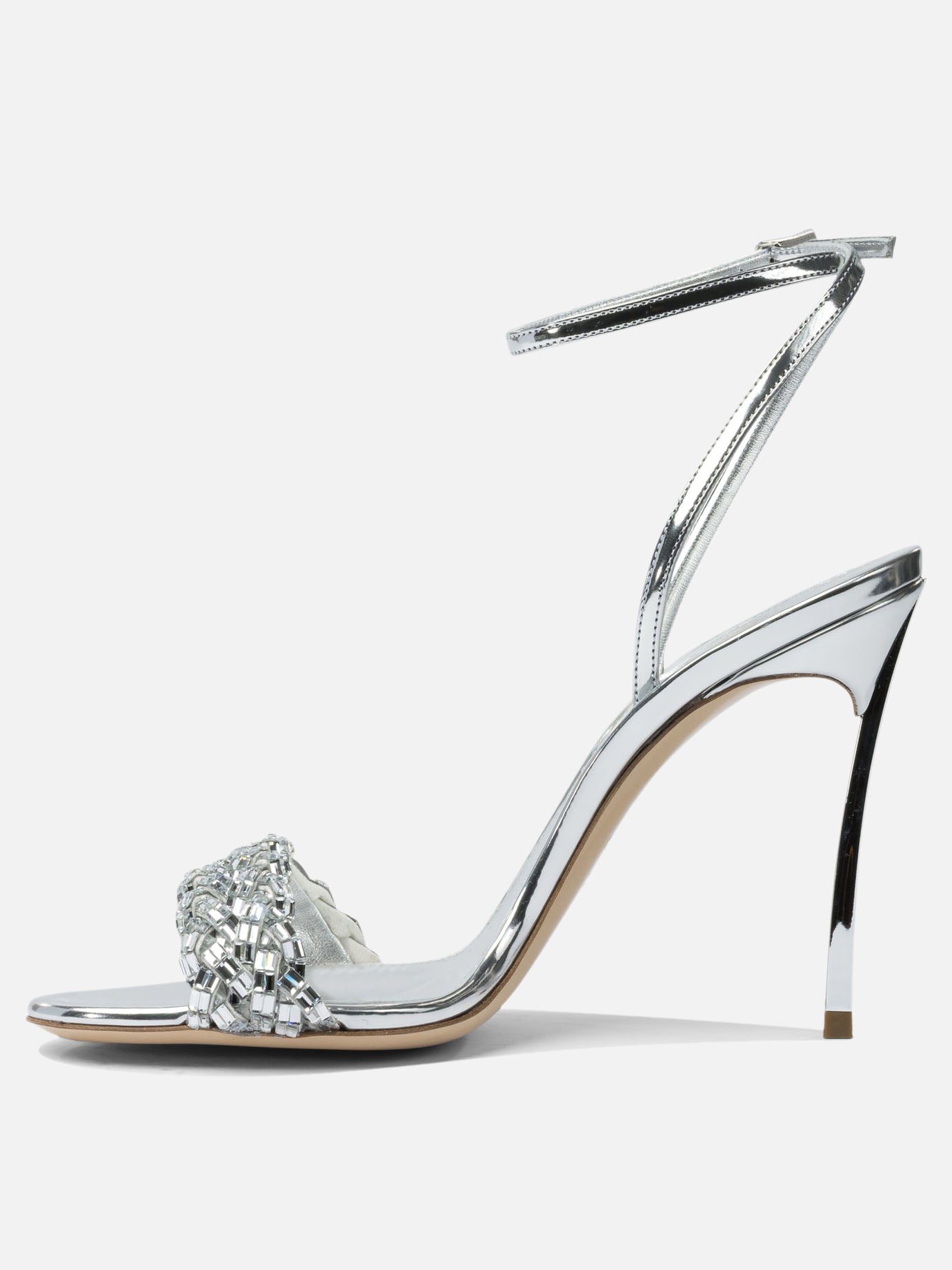 Heeled sandals 100% leather - 100% leather  Silver - Casadei Women | PDP | VIETTI Online Store | thumbnail_3