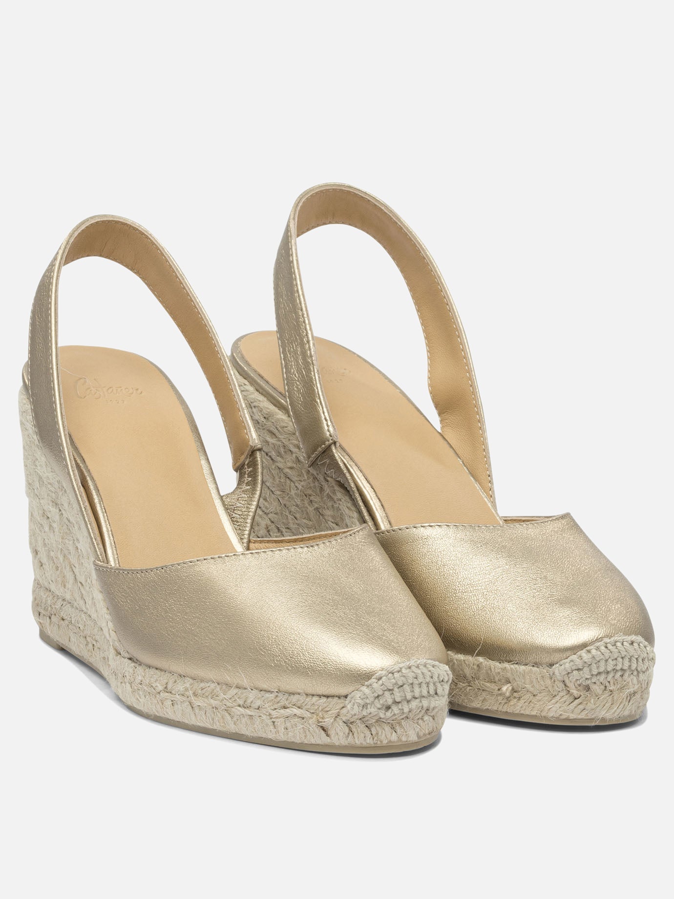 Heeled espadrilles 100% leather - 100% rubber  Gold - Castañer Women | PDP | VIETTI Online Store | thumbnail_2