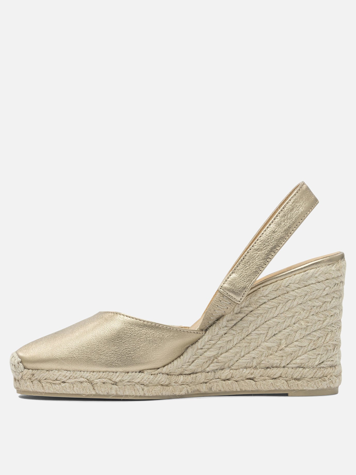Heeled espadrilles 100% leather - 100% rubber  Gold - Castañer Women | PDP | VIETTI Online Store | thumbnail_3