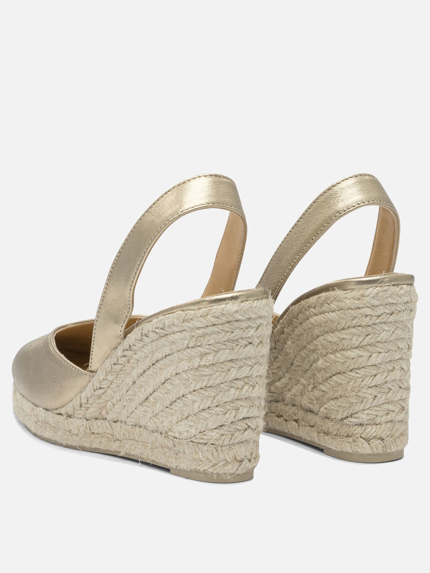 Heeled espadrilles 100% leather - 100% rubber  Gold - Castañer Women | PDP | VIETTI Online Store | thumbnail_4