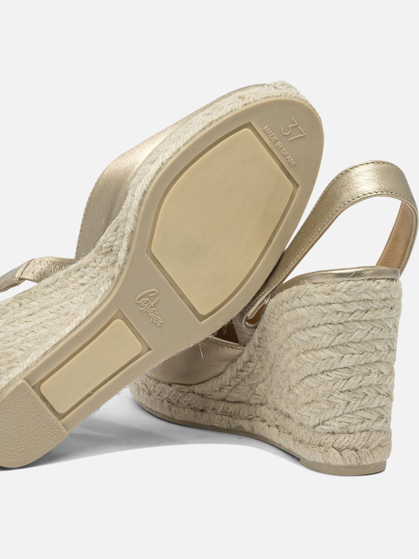 Heeled espadrilles 100% leather - 100% rubber  Gold - Castañer Women | PDP | VIETTI Online Store | thumbnail_5