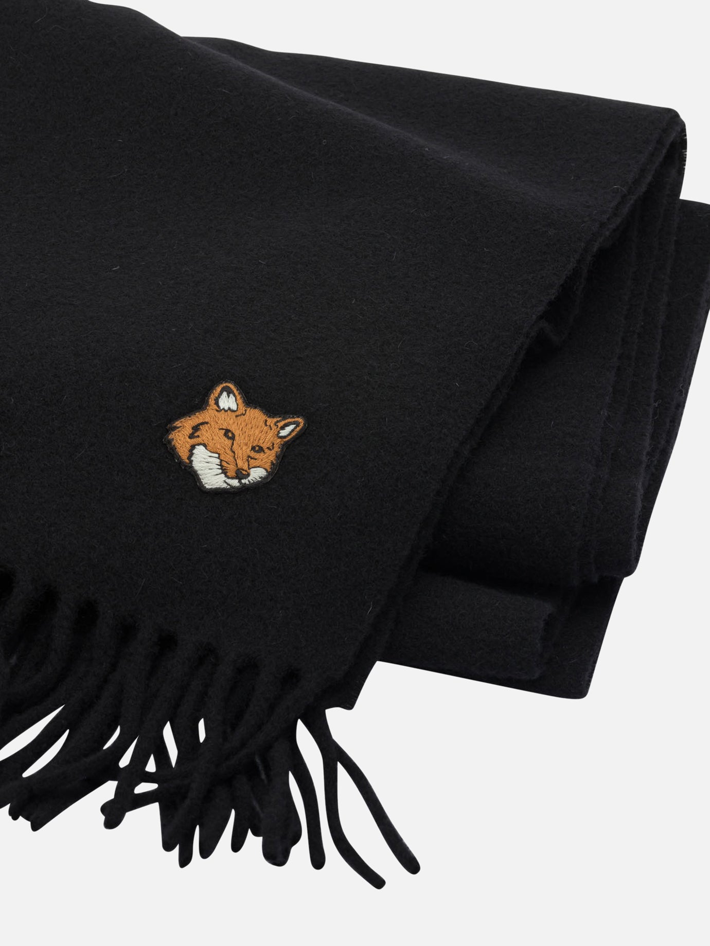 Fringed scarves Logo  Black - Maison Kitsuné Men | PDP | VIETTI Online Store | Zoom-Modal_2

