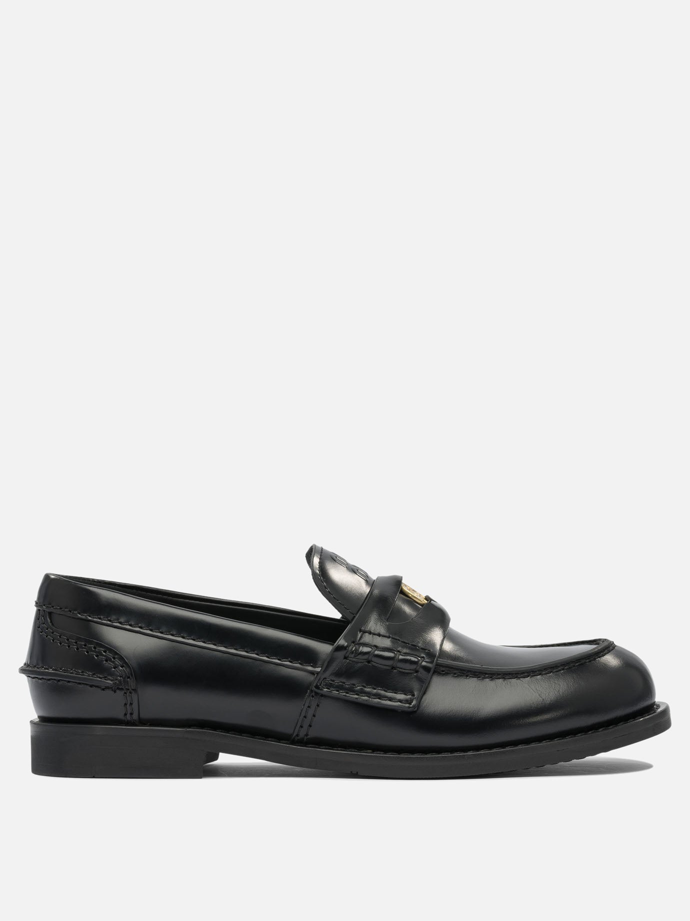 Loafers 100% calf leather - 100% rubber  Black - Miu Miu Women | PDP | VIETTI Online Store | thumbnail