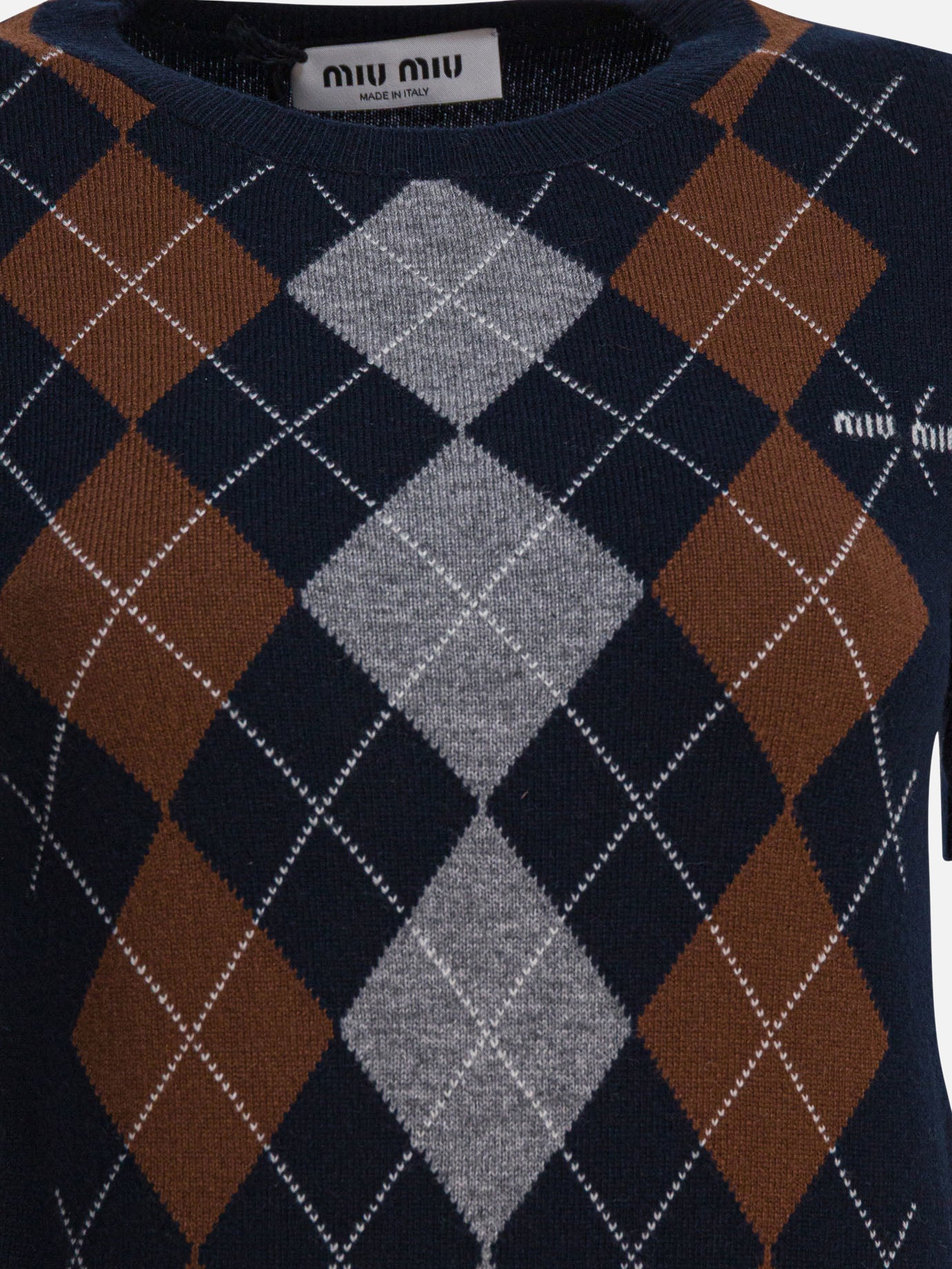Crewneck sweaters Argyle  Blue - Miu Miu Women | PDP | VIETTI Online Store | thumbnail_3