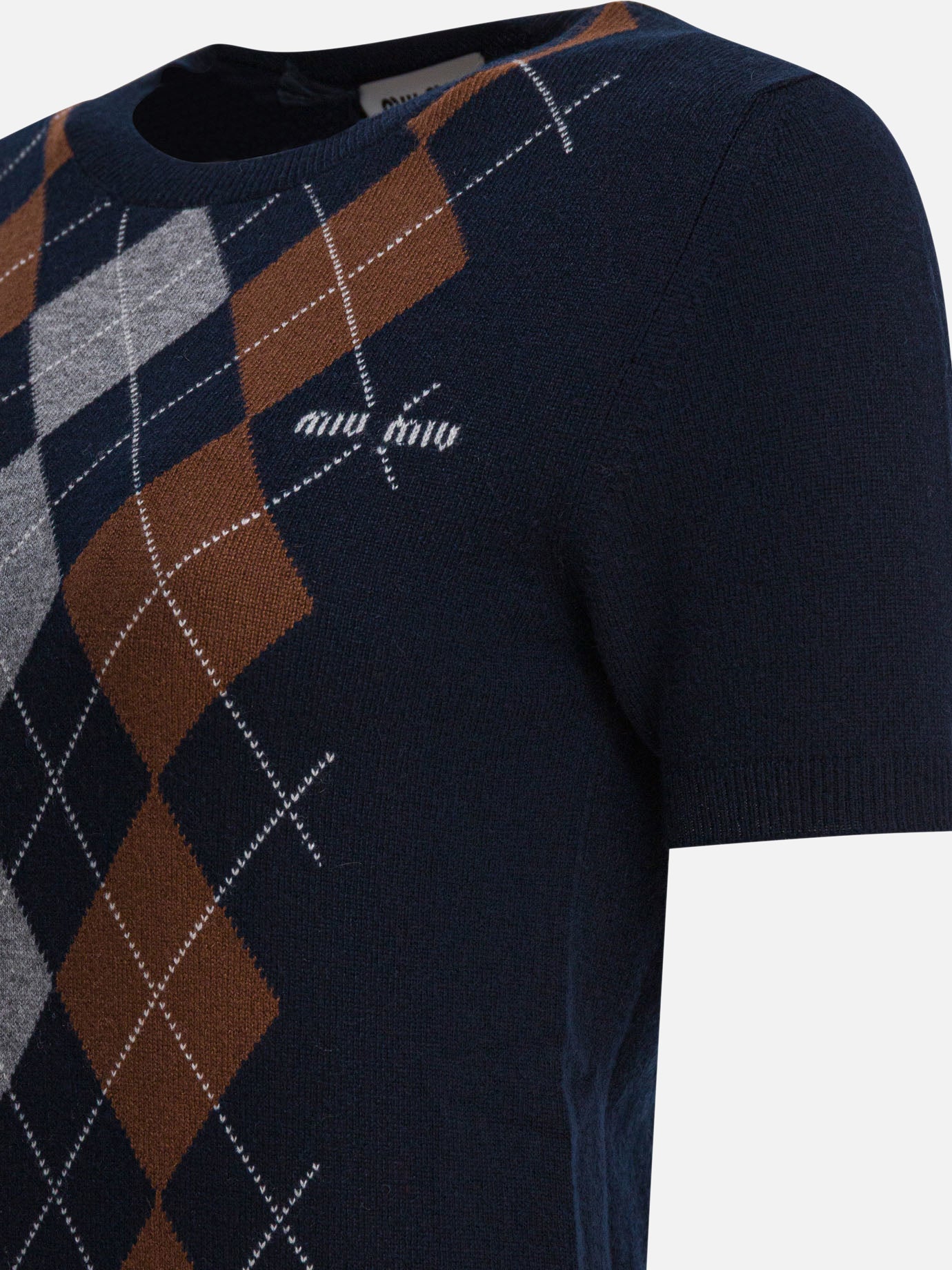 Crewneck sweaters Argyle  Blue - Miu Miu Women | PDP | VIETTI Online Store | thumbnail_4
