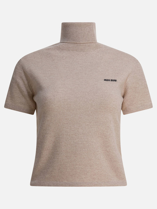 Turtleneck sweaters Logo  Beige - Miu Miu Women | PDP | VIETTI Online Store 
