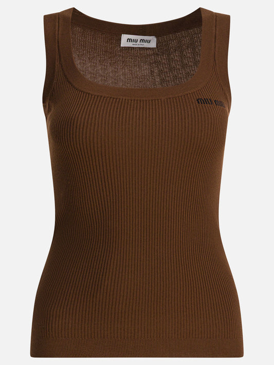 Tank tops Logo  Brown - Miu Miu Women | PLP | VIETTI Online Store 
