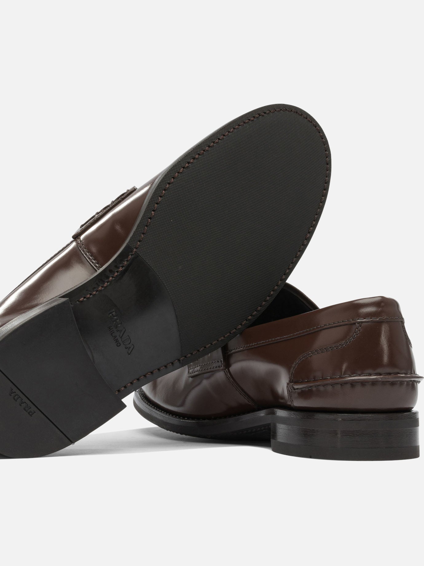 Prada Brushed leather loafers Brown