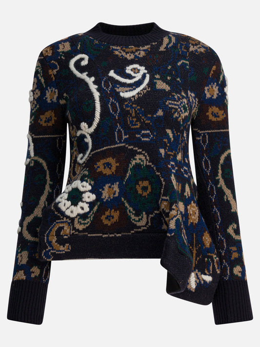 Crewneck sweaters Floral  Blue - Sacai Women | PDP | VIETTI Online Store 

