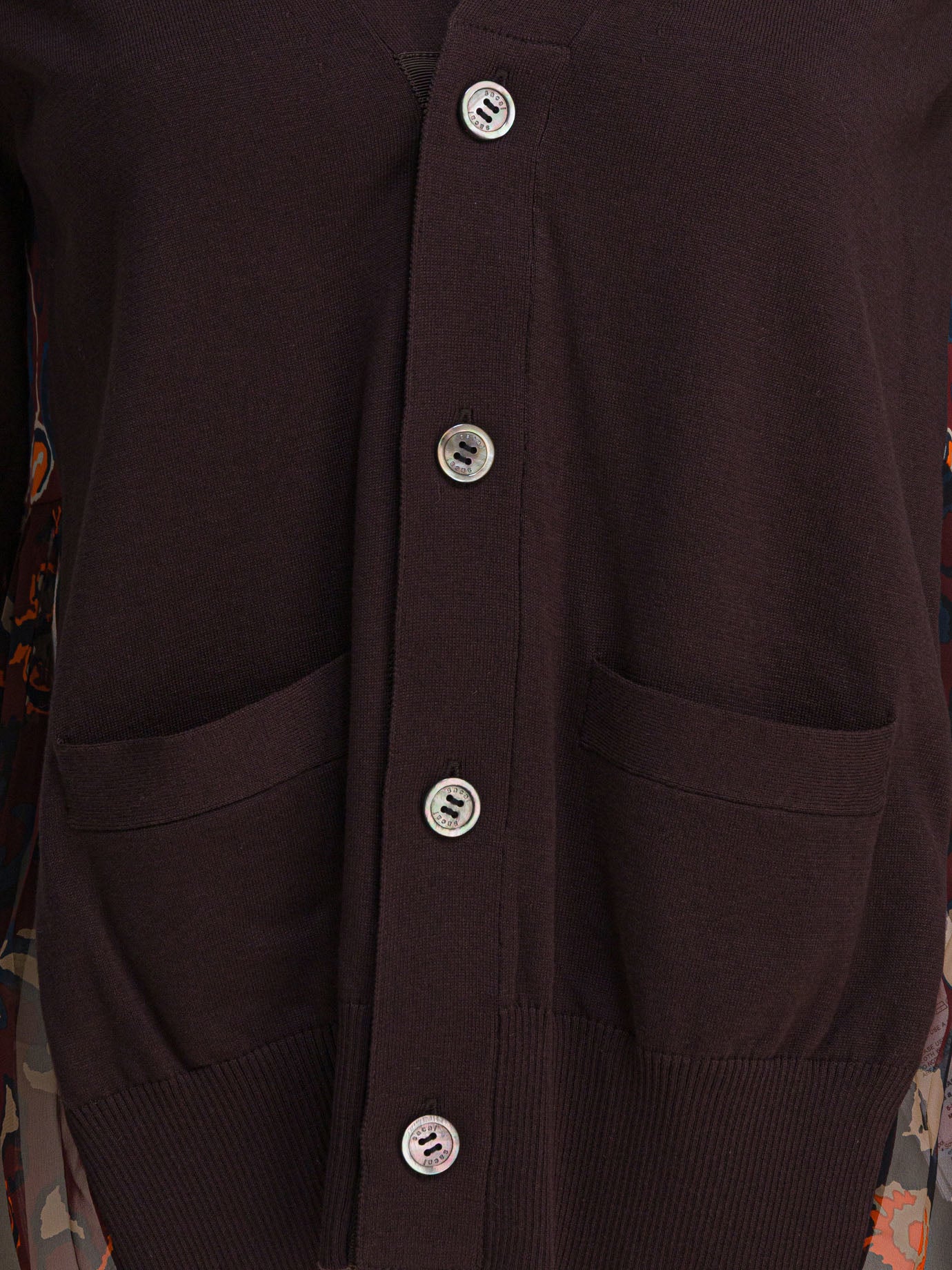 Sacai Cardigan with floral print 12593421_2 Brown thumbnail_3